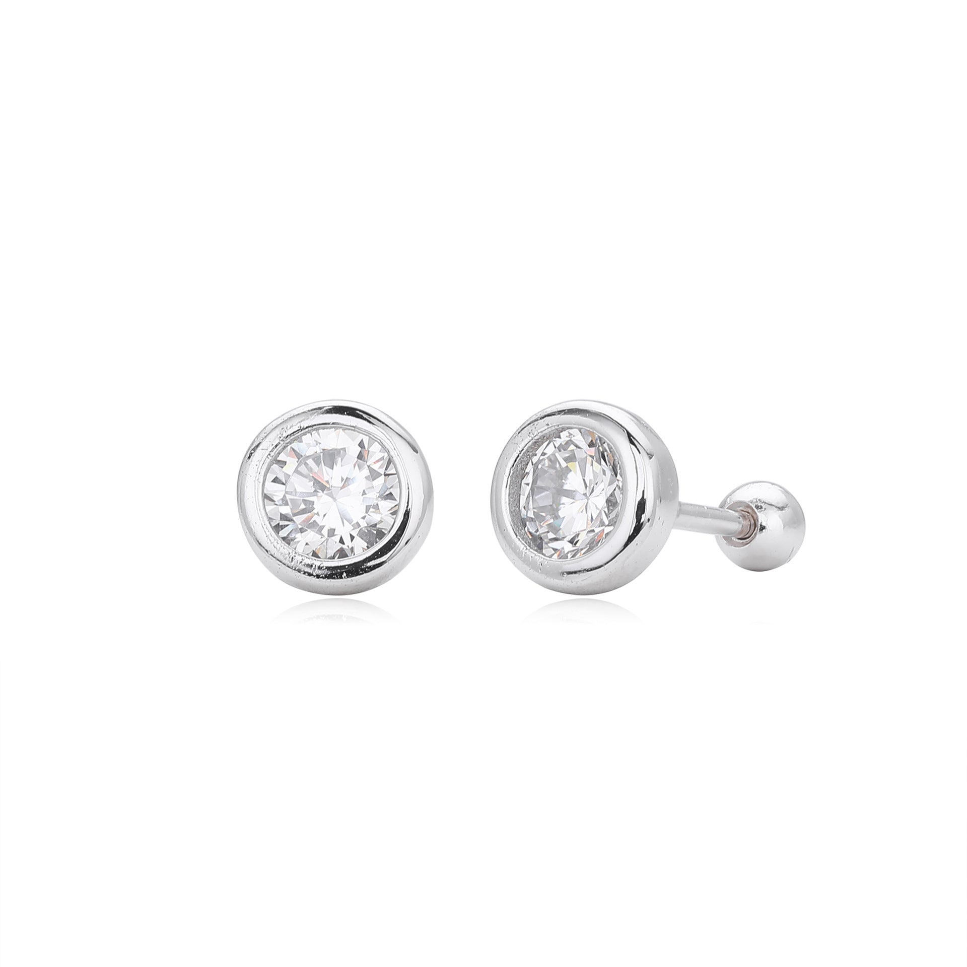 S925 Sterling Silver Threaded Earrings With Zircon Inlays