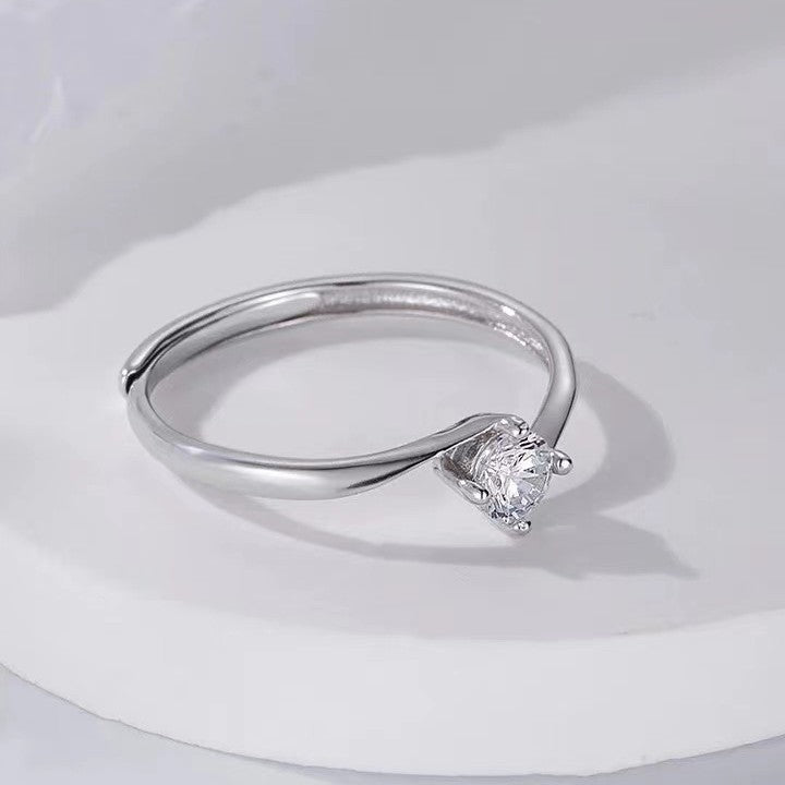 S925 Sterling Silver Stylish Zircon Index Finger Ring