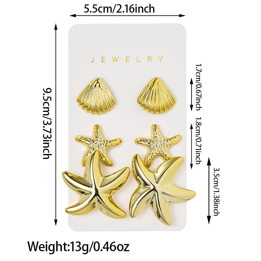 Women's Scallop Starfish And Conch Earrings