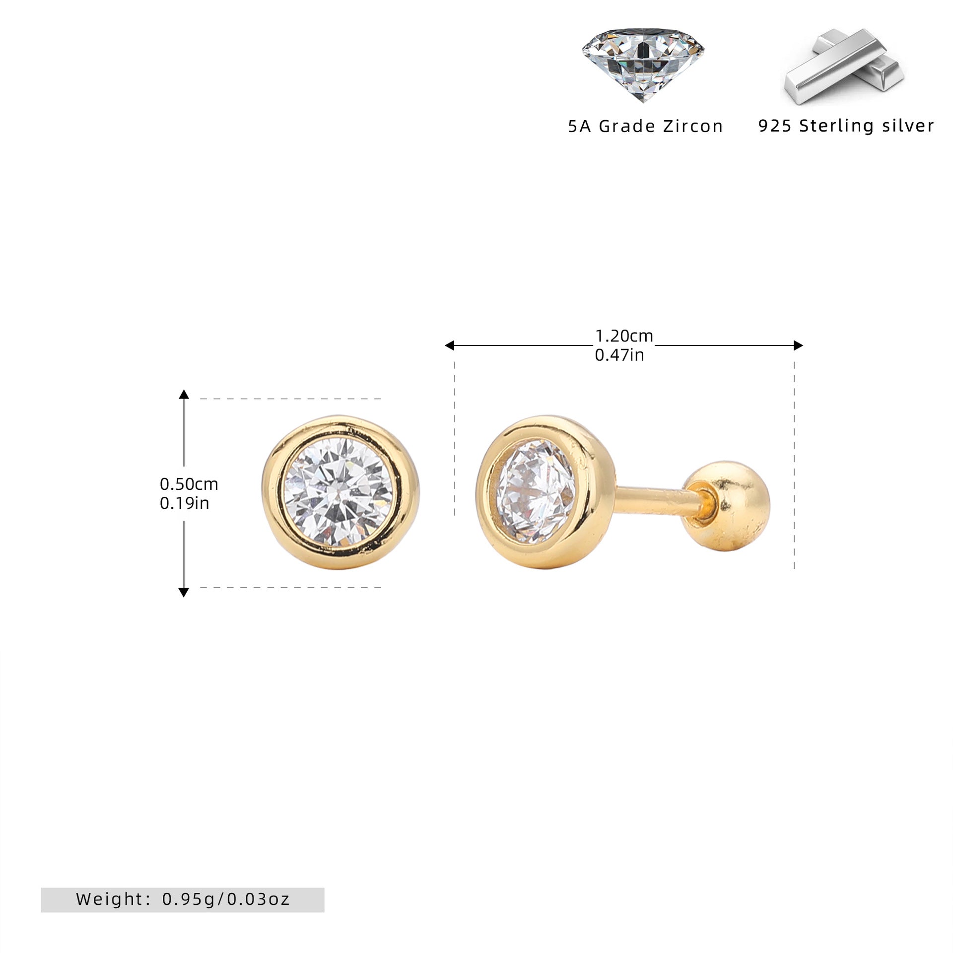S925 Sterling Silver Threaded Earrings With Zircon Inlays