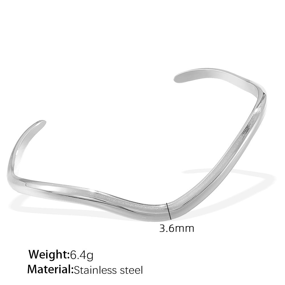 Niche Minimalist Open-end Gold Ripple Line Bracelet