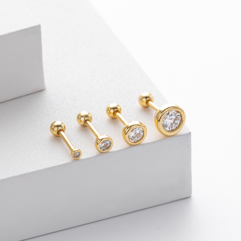 S925 Sterling Silver Threaded Earrings With Zircon Inlays