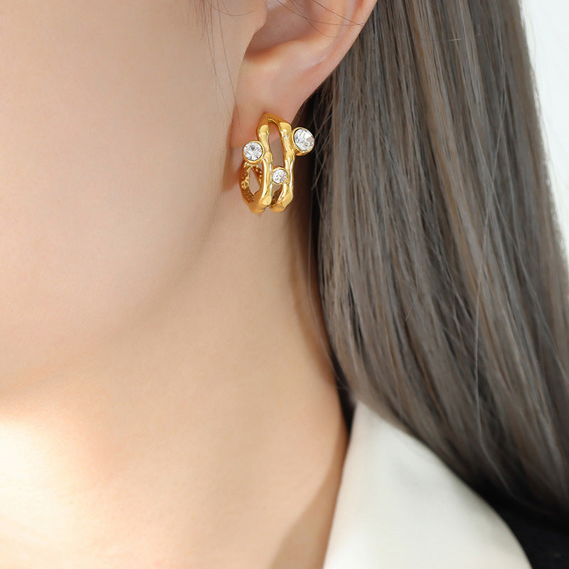 French Retro Double C Earrings For Women
