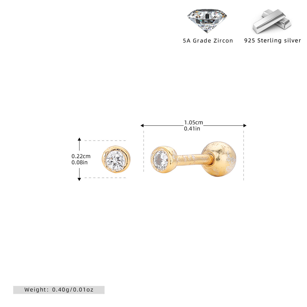 S925 Sterling Silver Threaded Earrings With Zircon Inlays