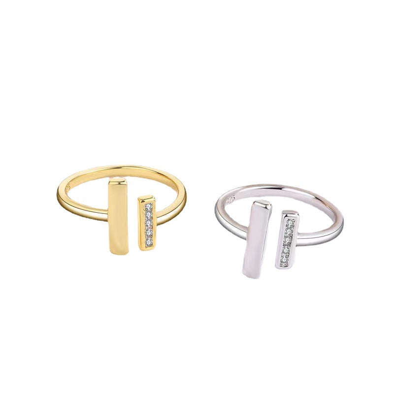 Double T Ring Niche Open Minimalist Style Ring Birthday Gift Valentine's Day Gift