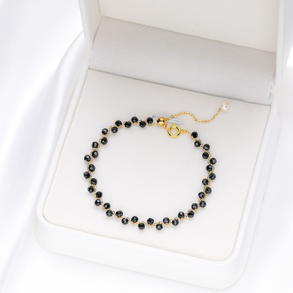 Natural Stone Colorful Cross-section Tourmaline Bracelet For Women Hand-woven Adjustable