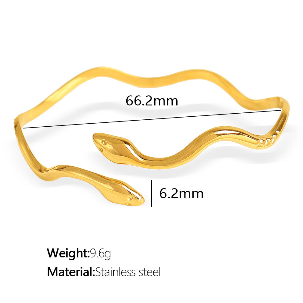 Niche Minimalist Open-end Gold Ripple Line Bracelet