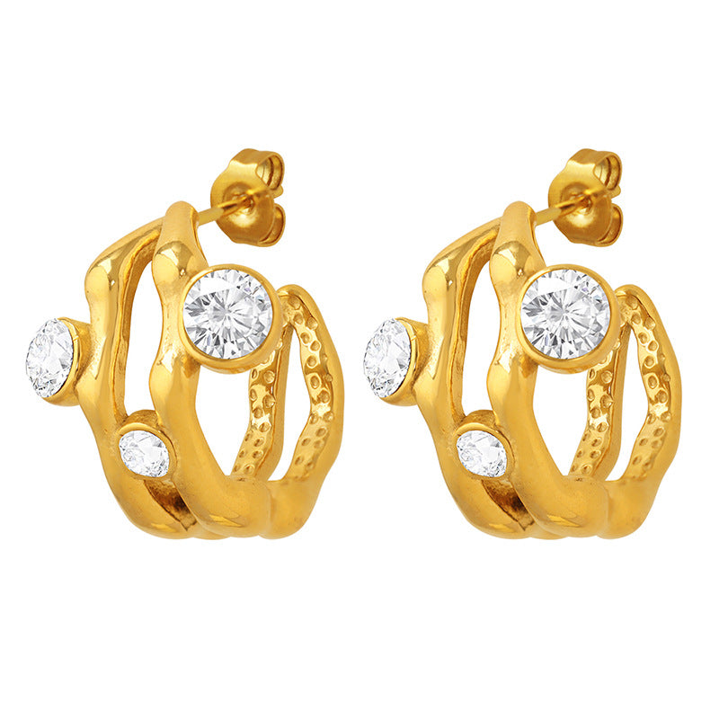 French Retro Double C Earrings For Women