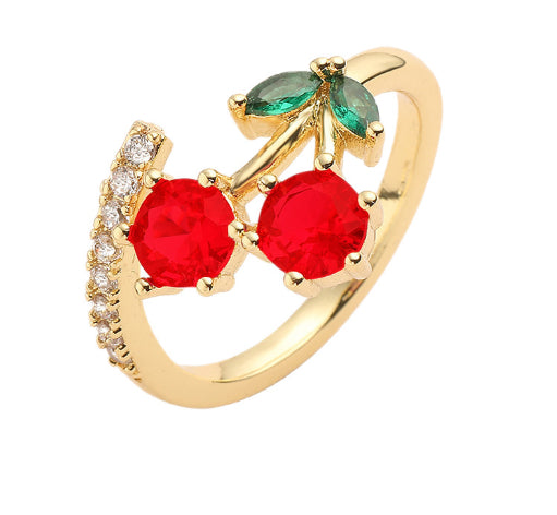 Affordable Luxury Fashion Copper-plated Gold Zircon Leaf Geometric Open Ring For Women