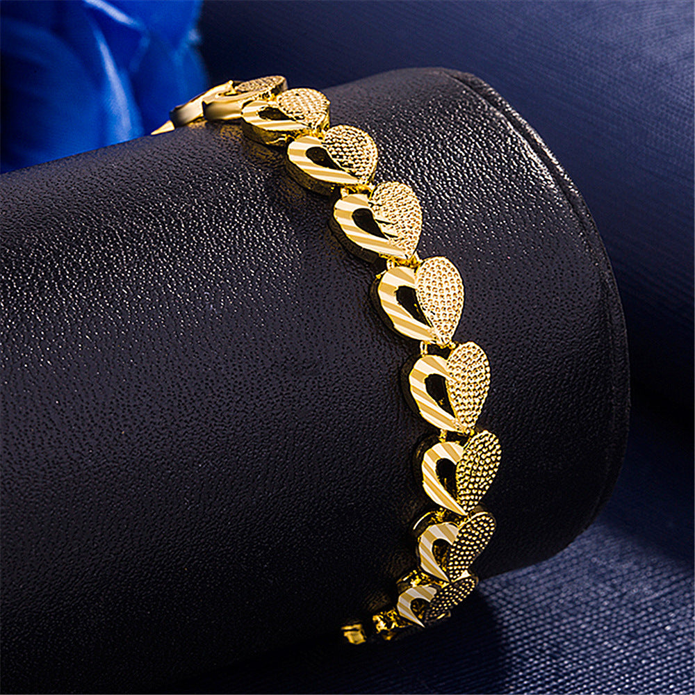 Fashion Heart-shaped Jewelry Copper Gold-plated Bracelet