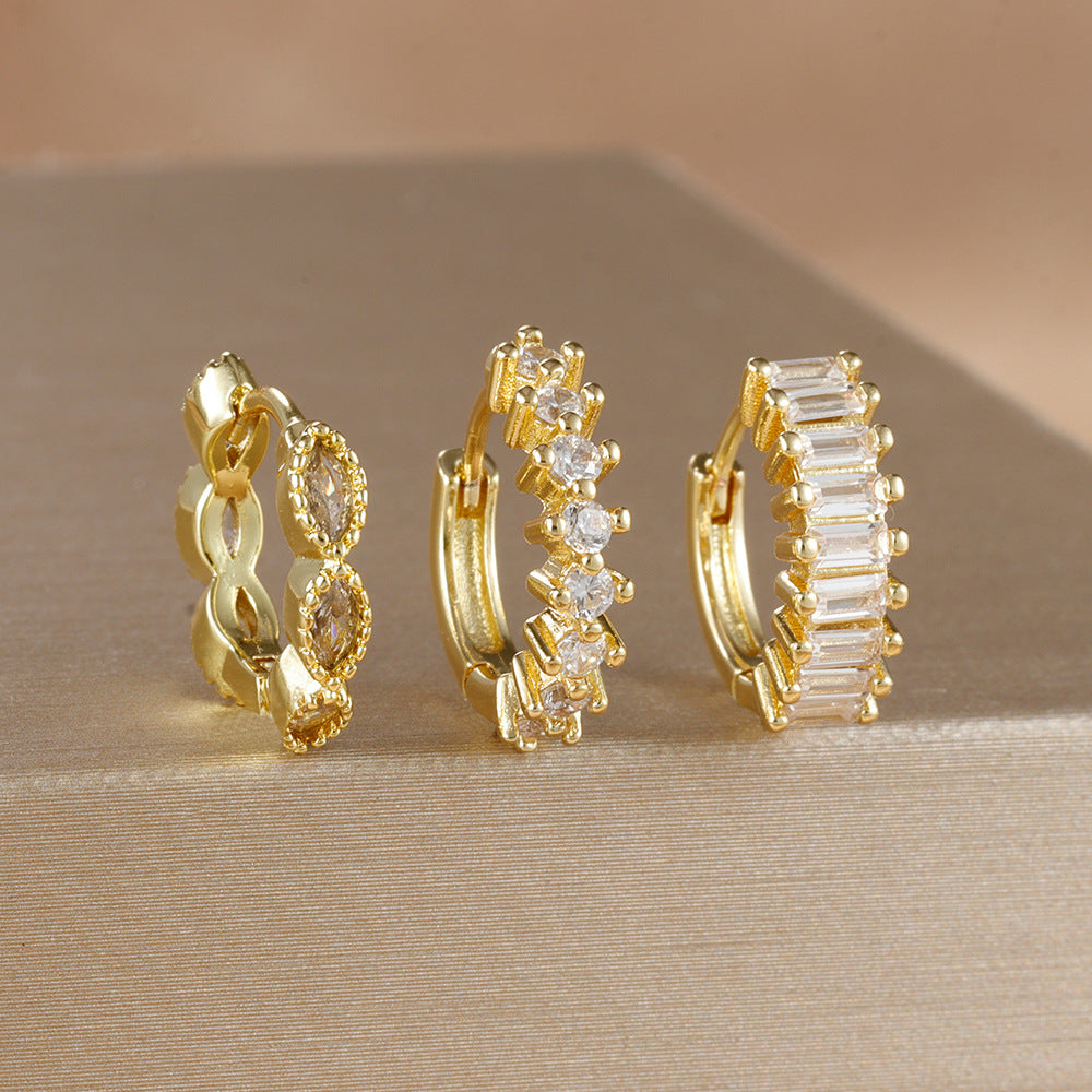 Multi-color Zircon Ear Hoop Set, Popular Fashion Trendy Exquisite Ins-style New Earrings