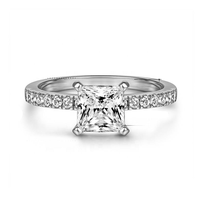 Fashion Square Rectangle Drop Zircon 925 Sterling Silver Ring