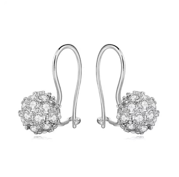 Stylish Full-diamond Spherical Rose Gold Earrings For Women