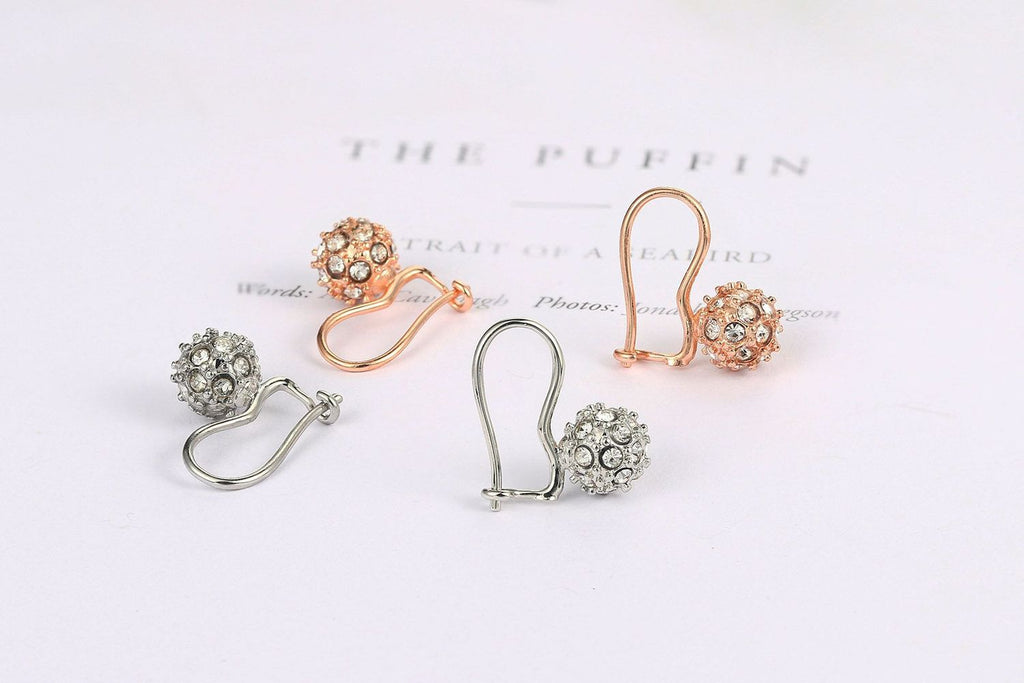 Stylish Full-diamond Spherical Rose Gold Earrings For Women