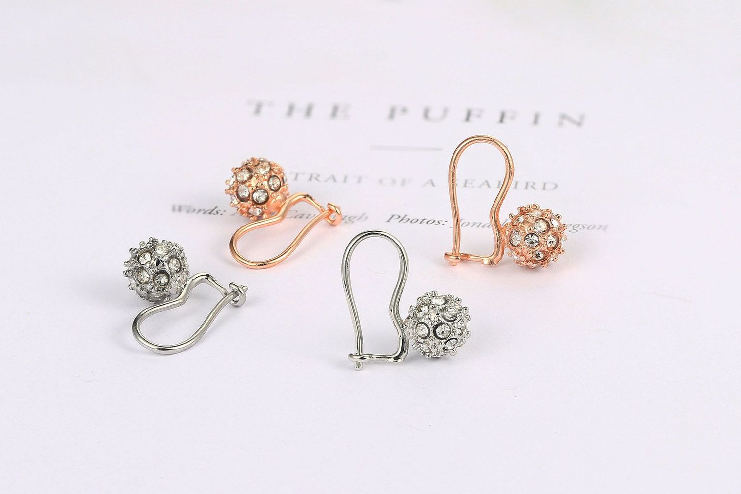 Stylish Full-diamond Spherical Rose Gold Earrings For Women