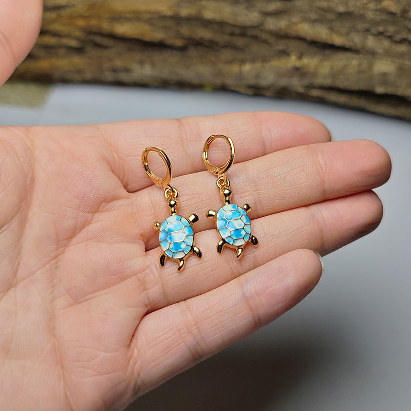 Cute Colorful Patterned Tortoiseshell Metal Earrings