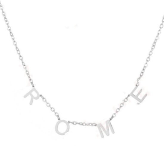 Custom-made Stainless Steel Serial Letter Necklace Electroplated With 18K Gold