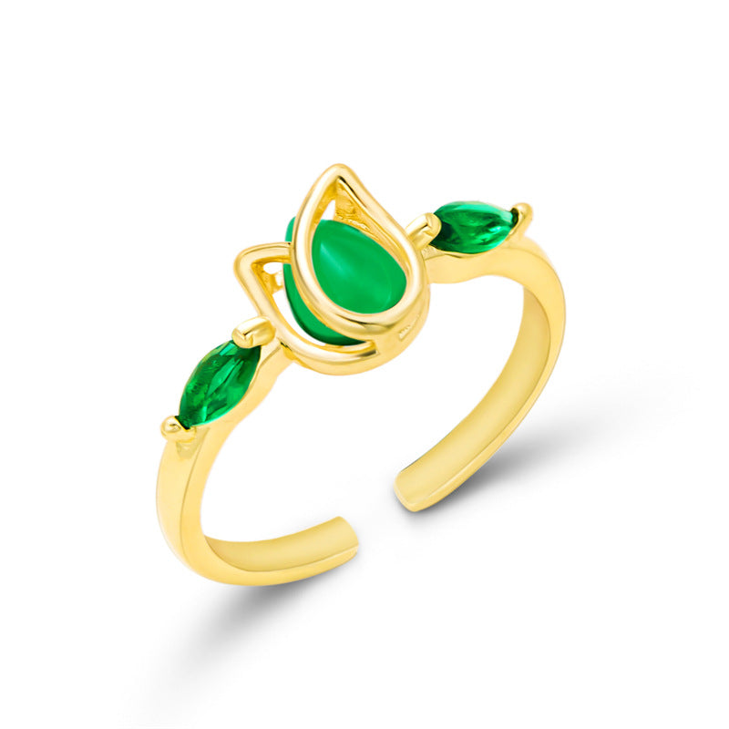 European And American Ornament Tulip Flower Ring Fashion Sweet Flower