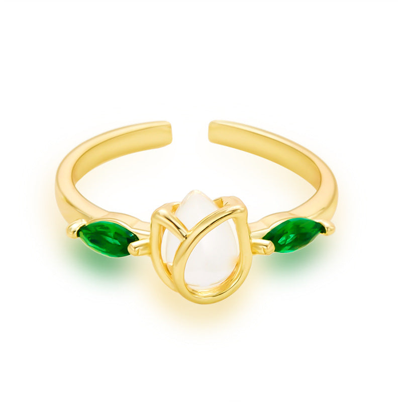 European And American Ornament Tulip Flower Ring Fashion Sweet Flower