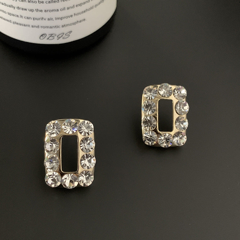 Fashionable French Zircon Block Earrings