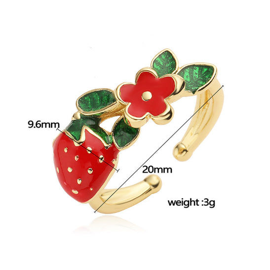 Affordable Luxury Fashion Copper-plated Gold Zircon Leaf Geometric Open Ring For Women