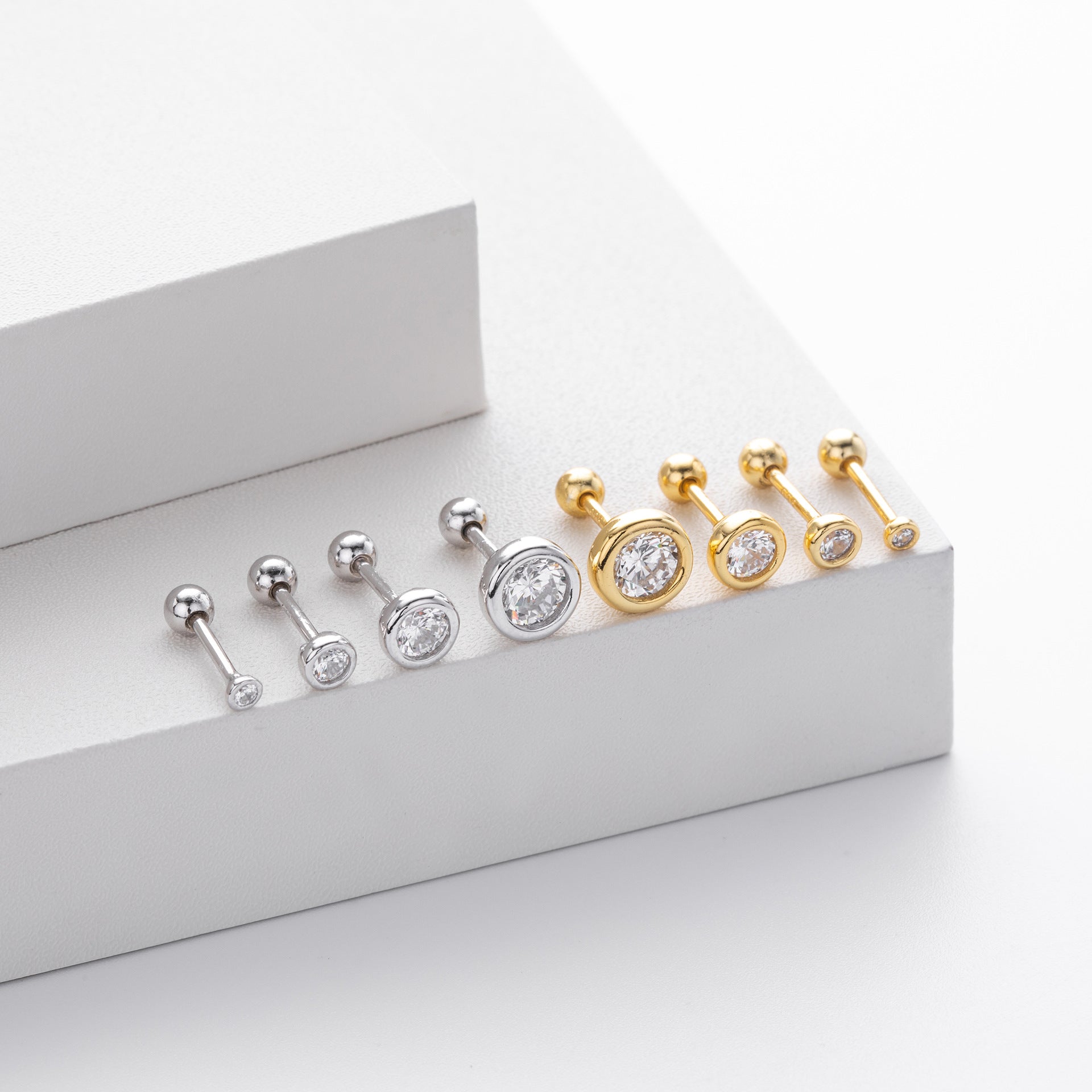 S925 Sterling Silver Threaded Earrings With Zircon Inlays