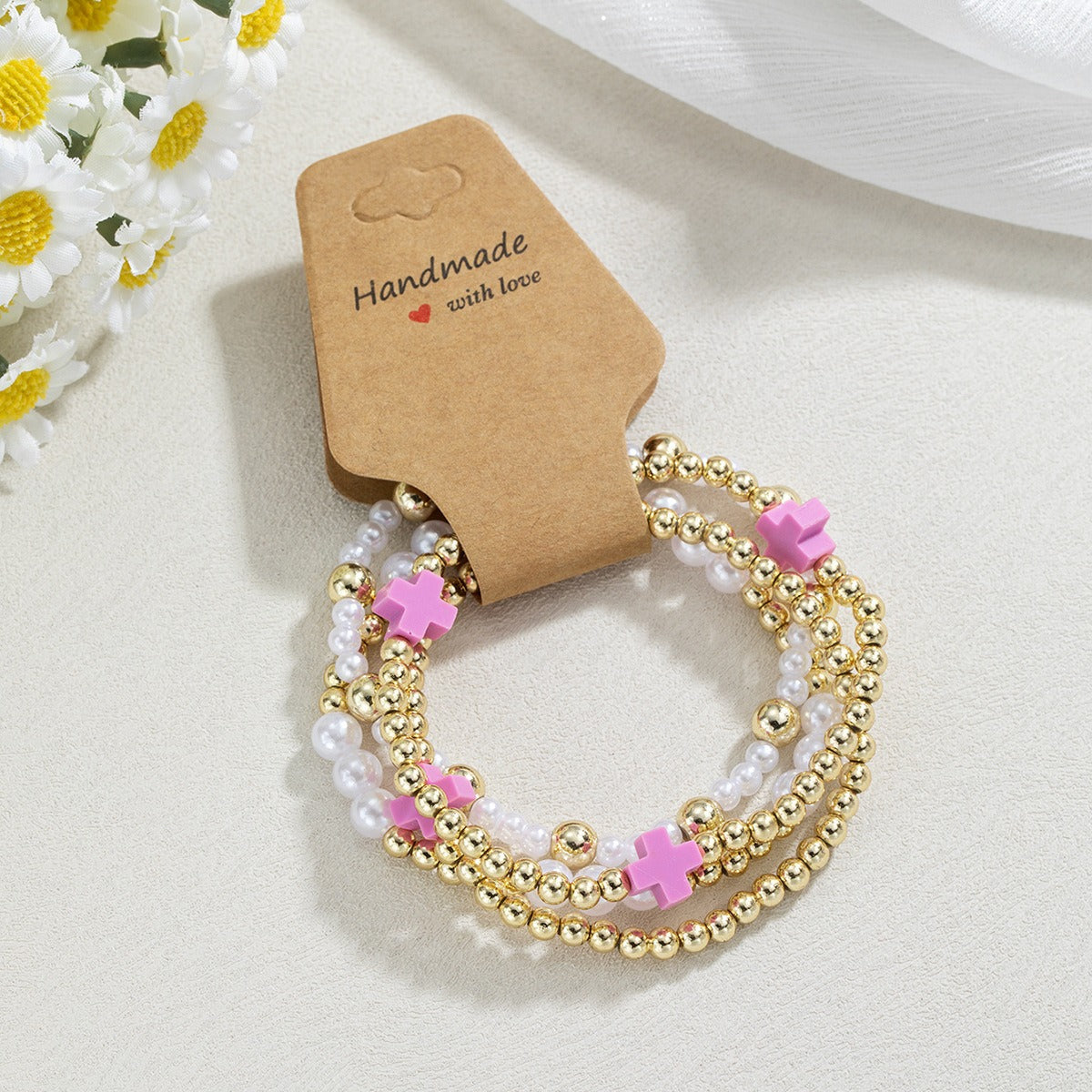 Fashion Cross Seed Bead Handmade Kraft Paper Bracelet