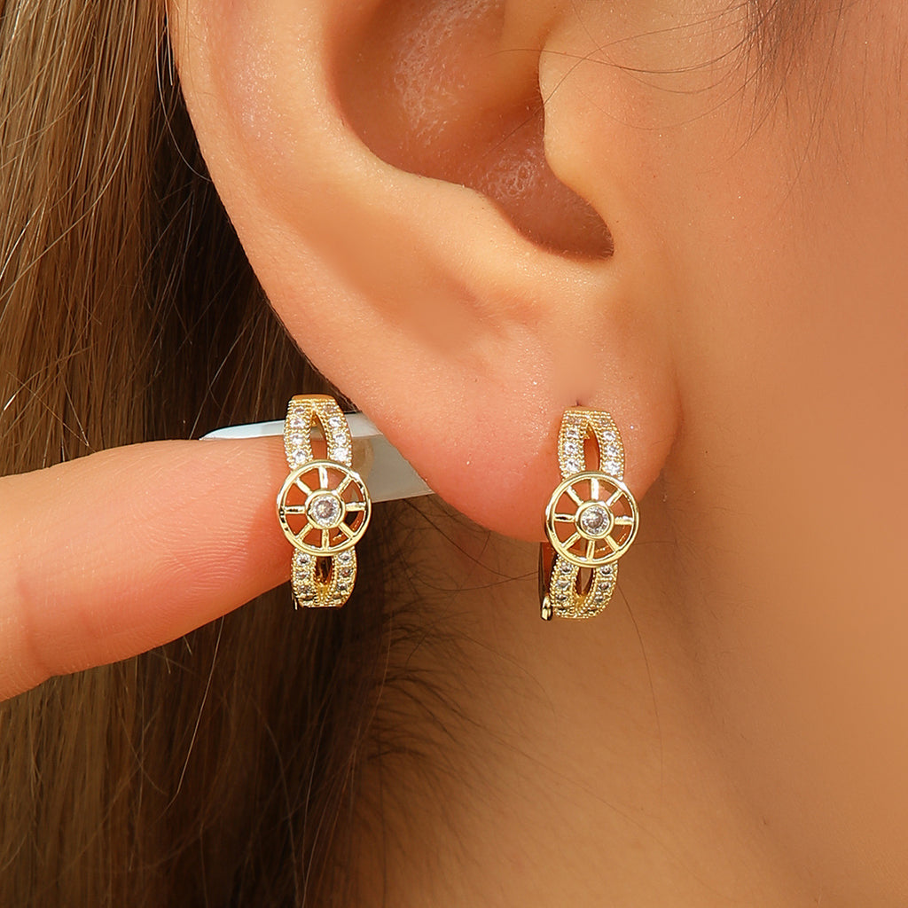 Simple Copper Gold-plated Hollow Earrings