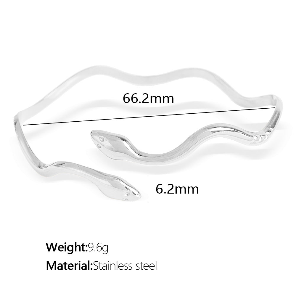 Niche Minimalist Open-end Gold Ripple Line Bracelet