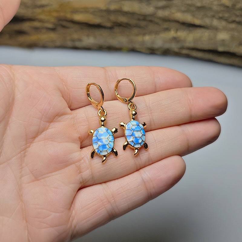 Cute Colorful Patterned Tortoiseshell Metal Earrings