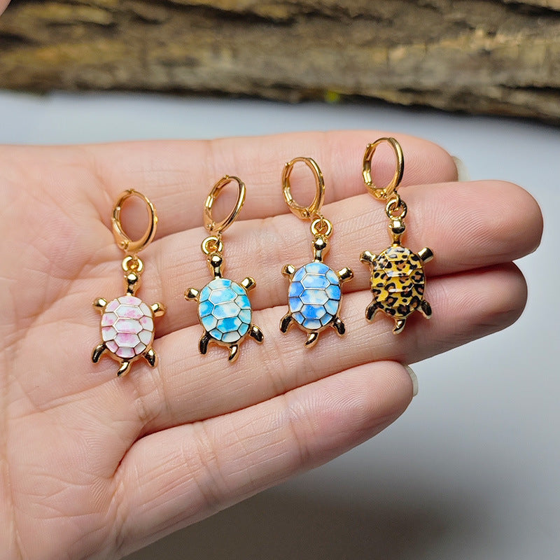 Cute Colorful Patterned Tortoiseshell Metal Earrings