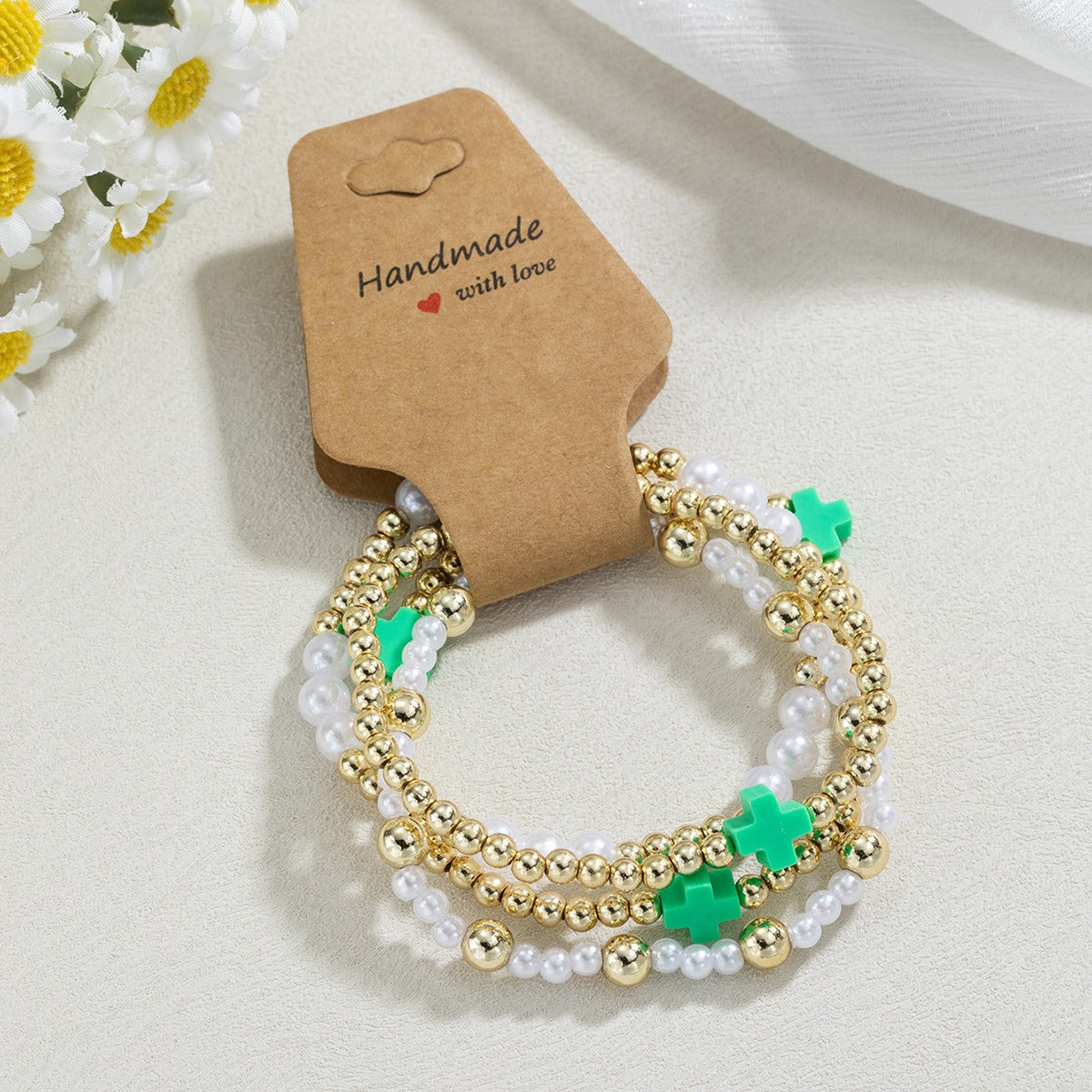 Fashion Cross Seed Bead Handmade Kraft Paper Bracelet