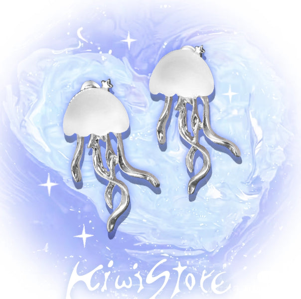 Deep-sea Jellyfish Frosted Necklace And Earrings