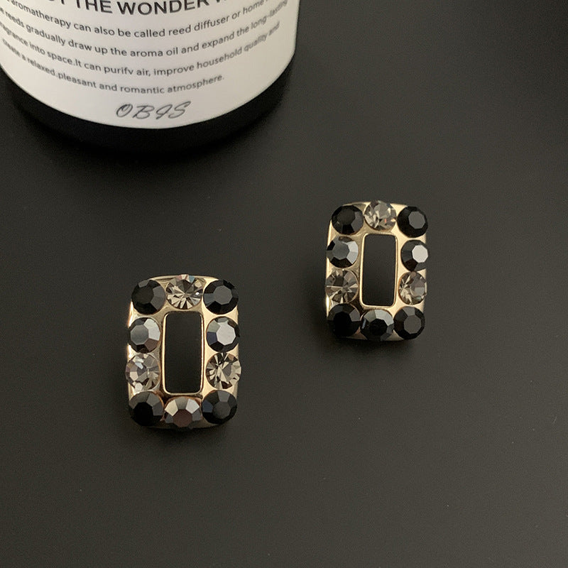 Fashionable French Zircon Block Earrings