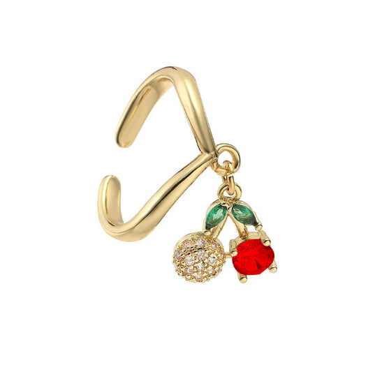 Affordable Luxury Fashion Copper-plated Gold Zircon Leaf Geometric Open Ring For Women