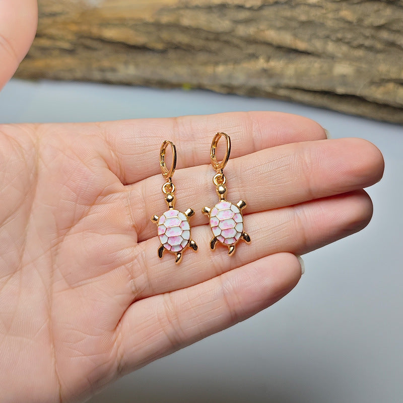 Cute Colorful Patterned Tortoiseshell Metal Earrings