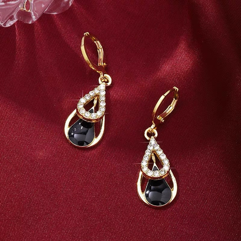 Light Luxury High-end Diamond-inlaid Drop Hollow Double-layer Earrings