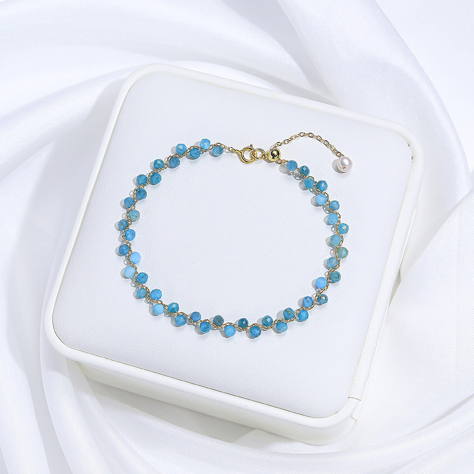 Natural Stone Colorful Cross-section Tourmaline Bracelet For Women Hand-woven Adjustable