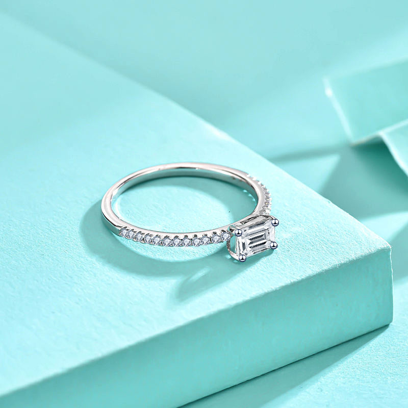 Fashion Square Rectangle Drop Zircon 925 Sterling Silver Ring