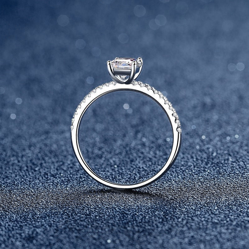 Fashion Square Rectangle Drop Zircon 925 Sterling Silver Ring