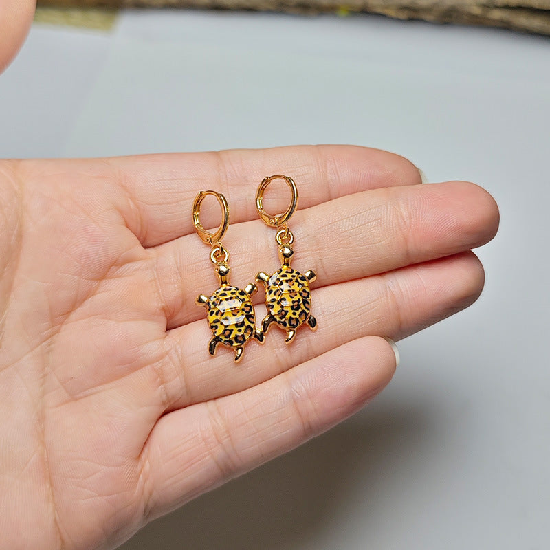Cute Colorful Patterned Tortoiseshell Metal Earrings