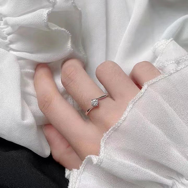 S925 Sterling Silver Stylish Zircon Index Finger Ring