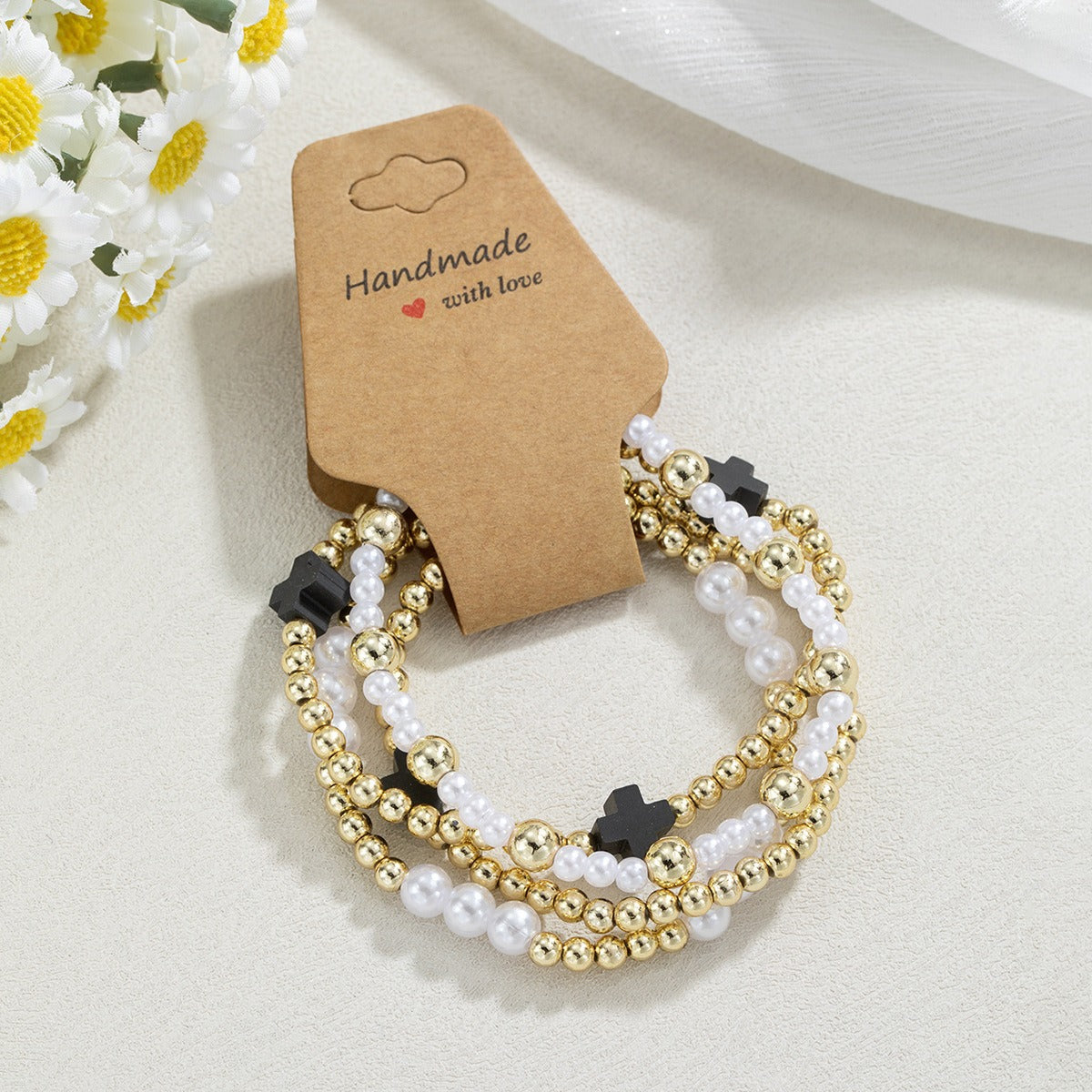 Fashion Cross Seed Bead Handmade Kraft Paper Bracelet