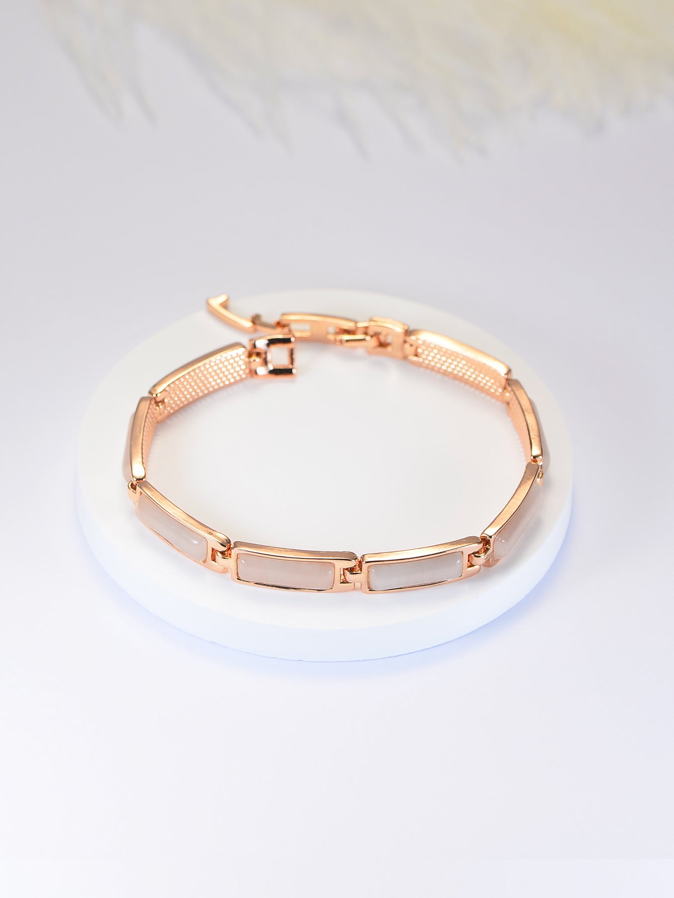 Geometric Rose Gold Opal Bracelet For Women