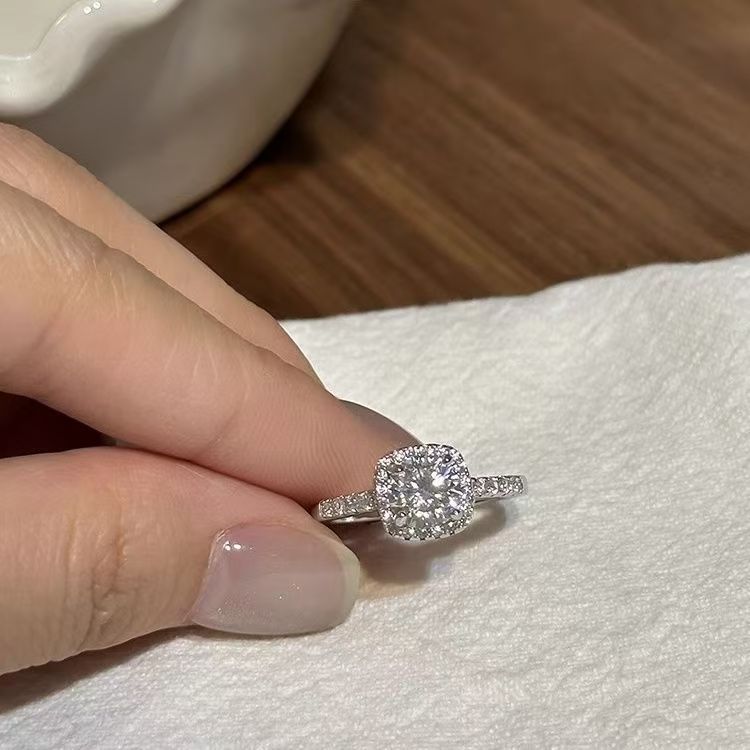 Women's Simple Fashionable And Versatile Zircon Necklace Stud Ring Set