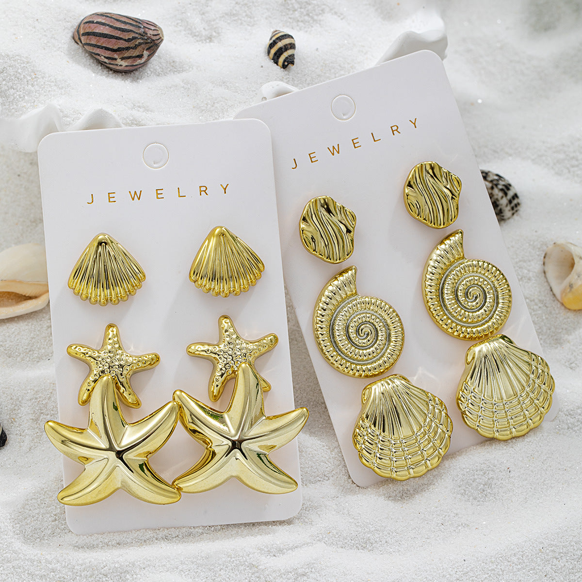 Women's Scallop Starfish And Conch Earrings
