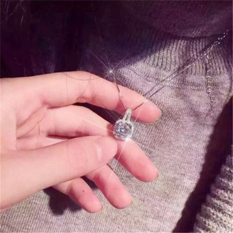 Women's Simple Fashionable And Versatile Zircon Necklace Stud Ring Set