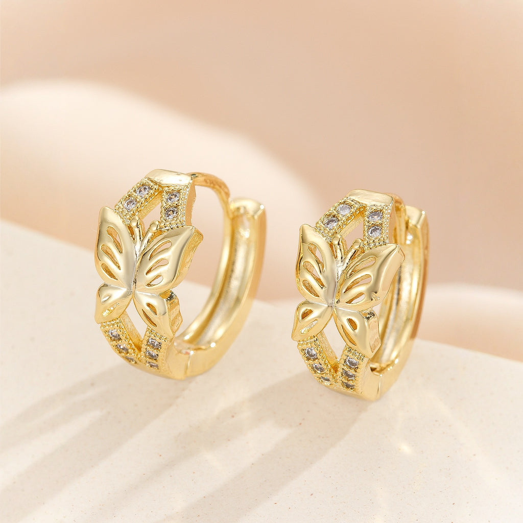 Fashionable And Minimalist Zircon Hollow Butterfly Ear Buckle