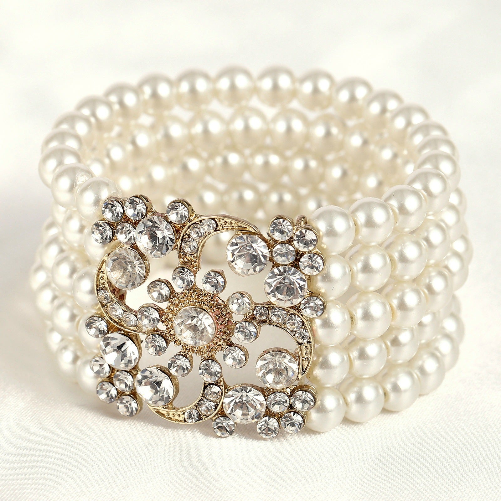 Women's Simple Retro Multi-Layer Pearl Diamond Bracelet