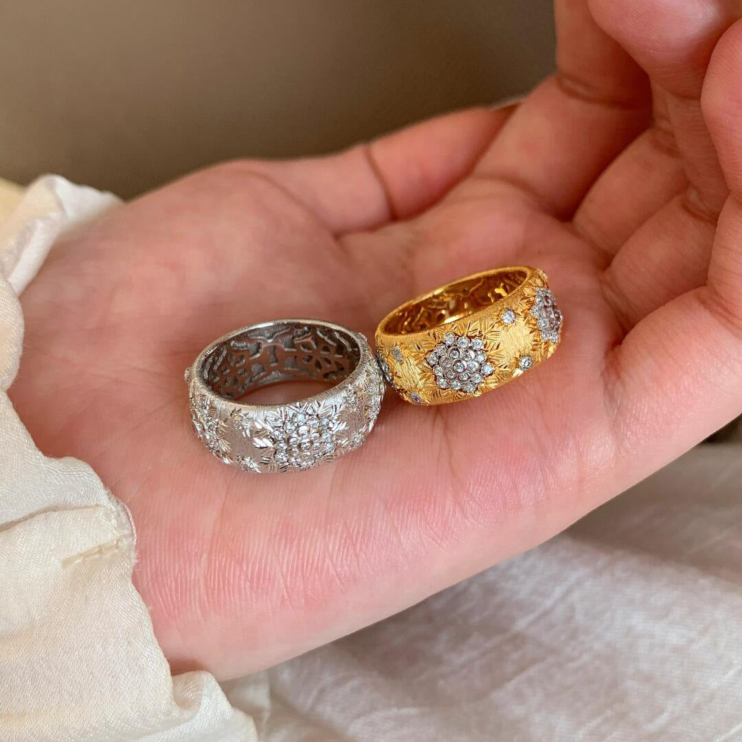 Women's Kaleidoscope Filigree Zircon Open Ring